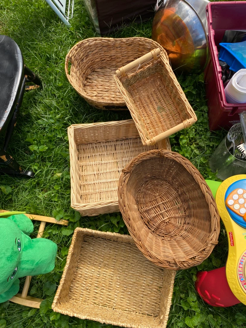 Set of 5 Wicker and Rattan Storage Baskets
