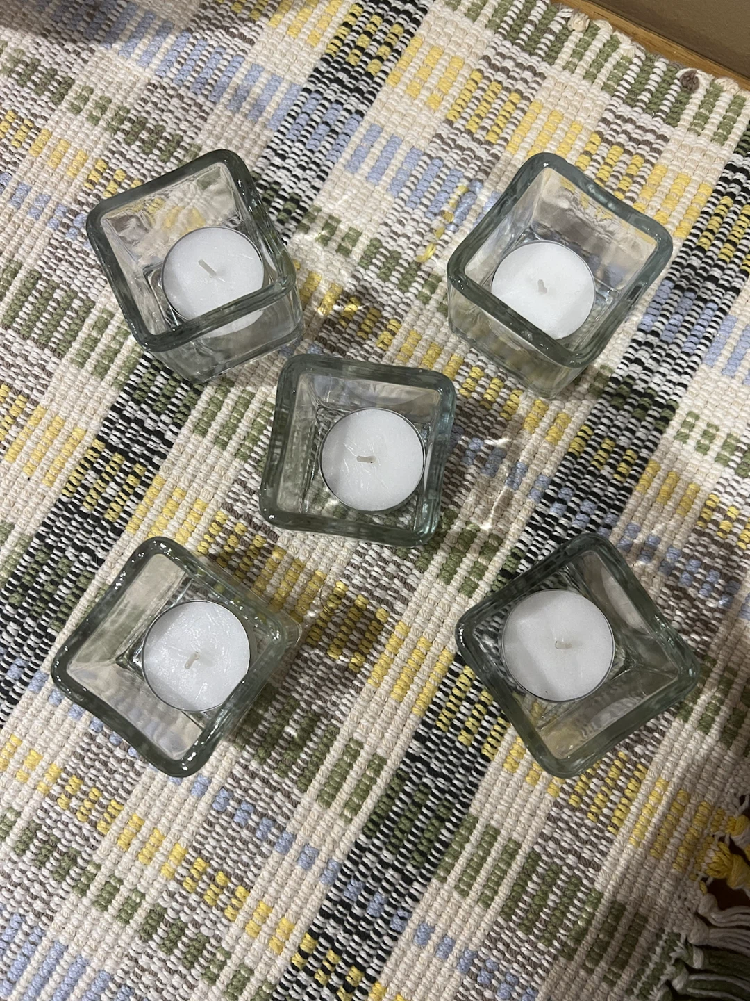 Set of 5 Square Glass Tealight Holders