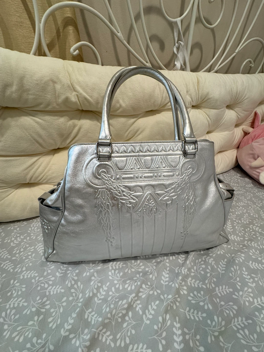 Fendi Metallic Silver Tote Handbag