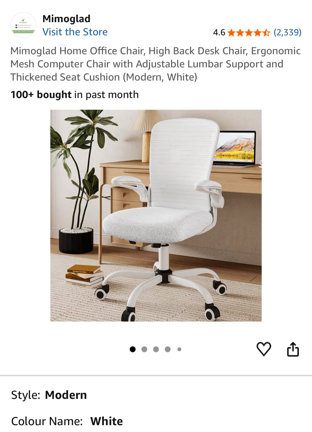 Mimoglad Ergonomic White Home Office Chair- brand new - photo 3