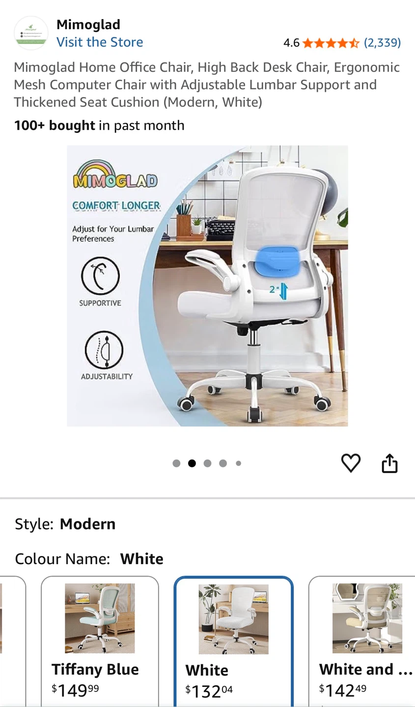 Mimoglad Ergonomic White Home Office Chair- brand new - photo 5