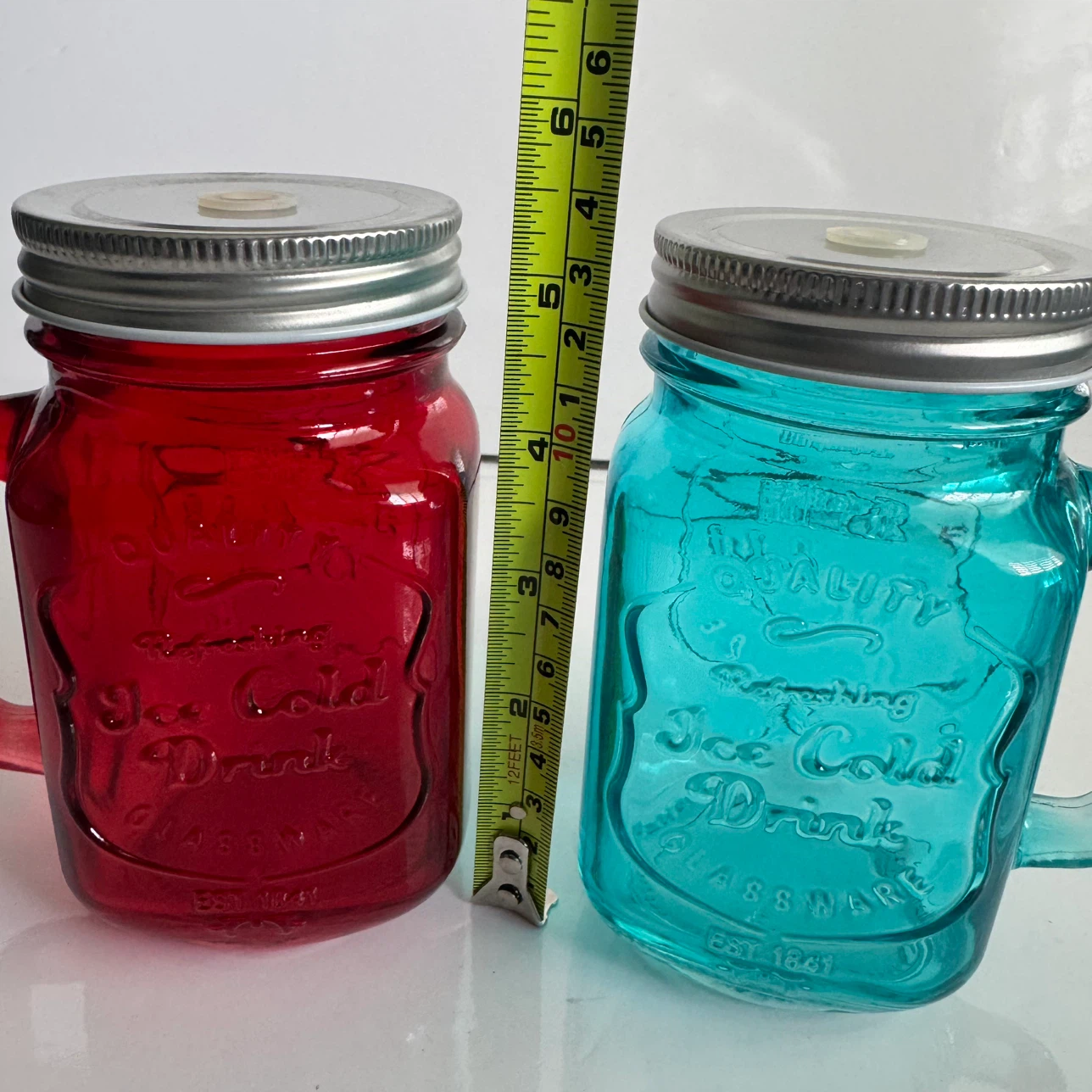 Set of 2 Mason Jar Drinking Glasses NO STRAW NEVER USED - photo 3
