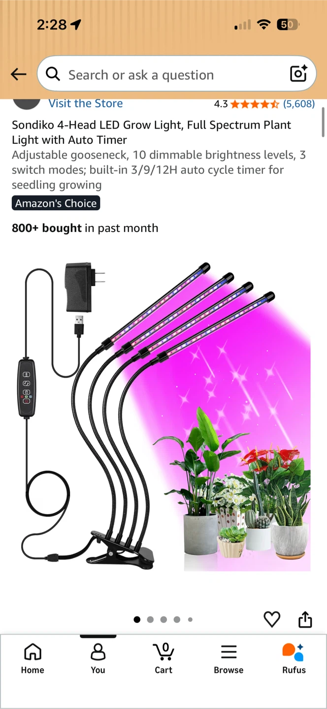 Sondiko 4-Head LED Grow Light