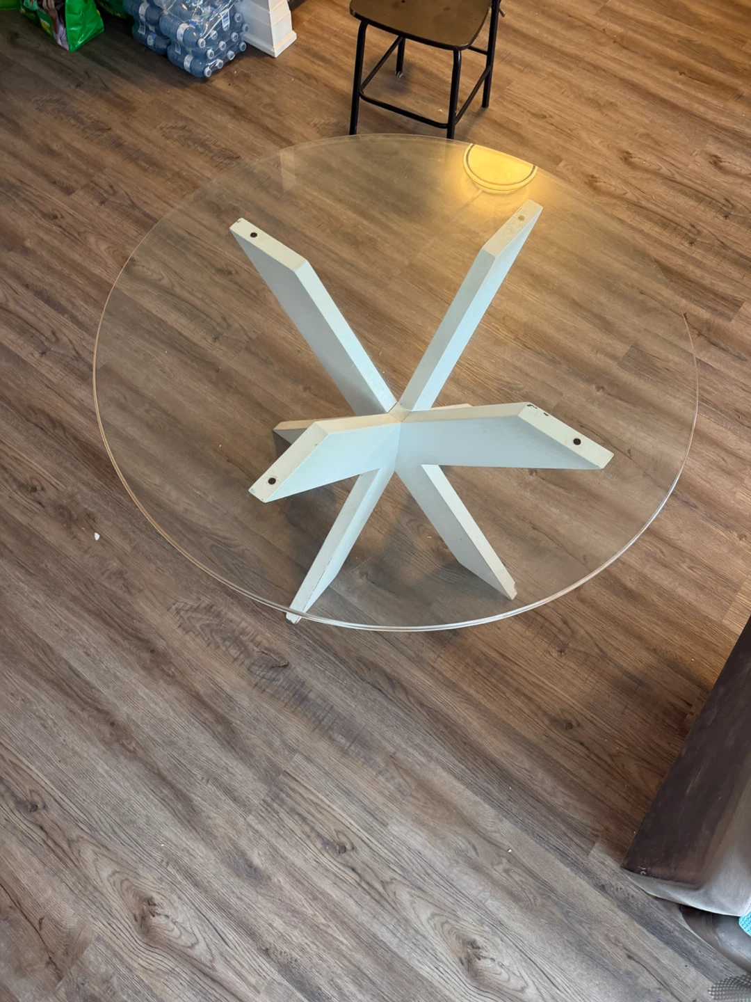 Glass Top Dining Table with White Base - photo 3