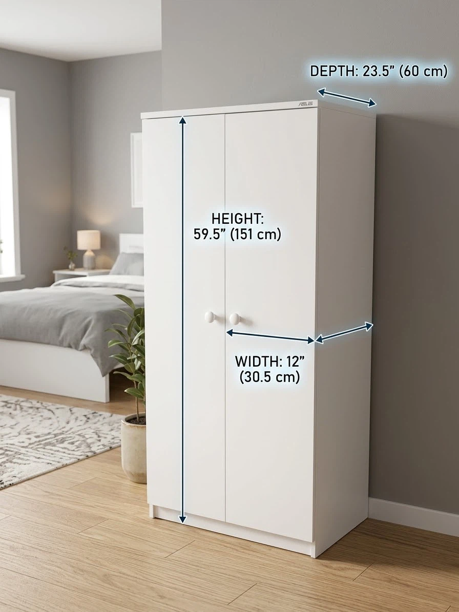 White 2-Door Wardrobe Cabinet