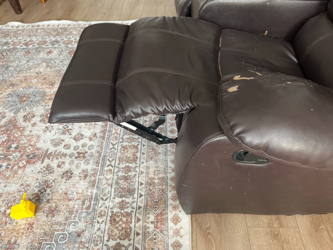 Dark Brown Faux Leather Reclining Loveseat - photo 2