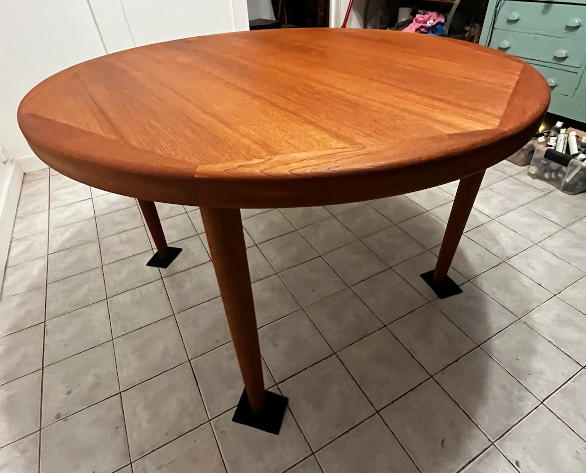 Restored Danish Teak Round Dining Table by Vejle Stole - photo 3