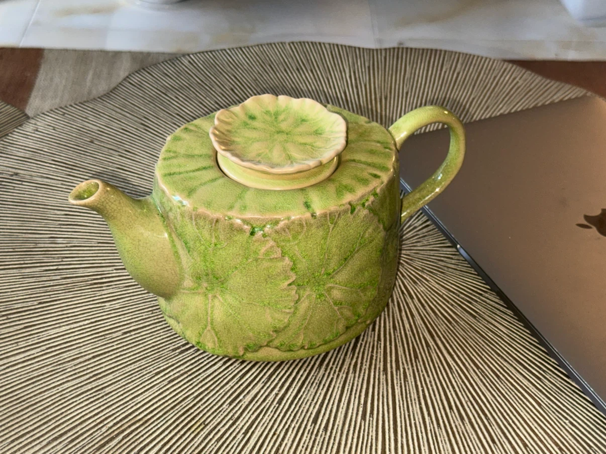Anthropologie Lily pad Glazed Stone Ware Teapot