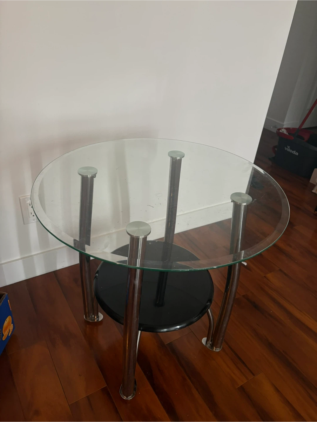 Round glass end table