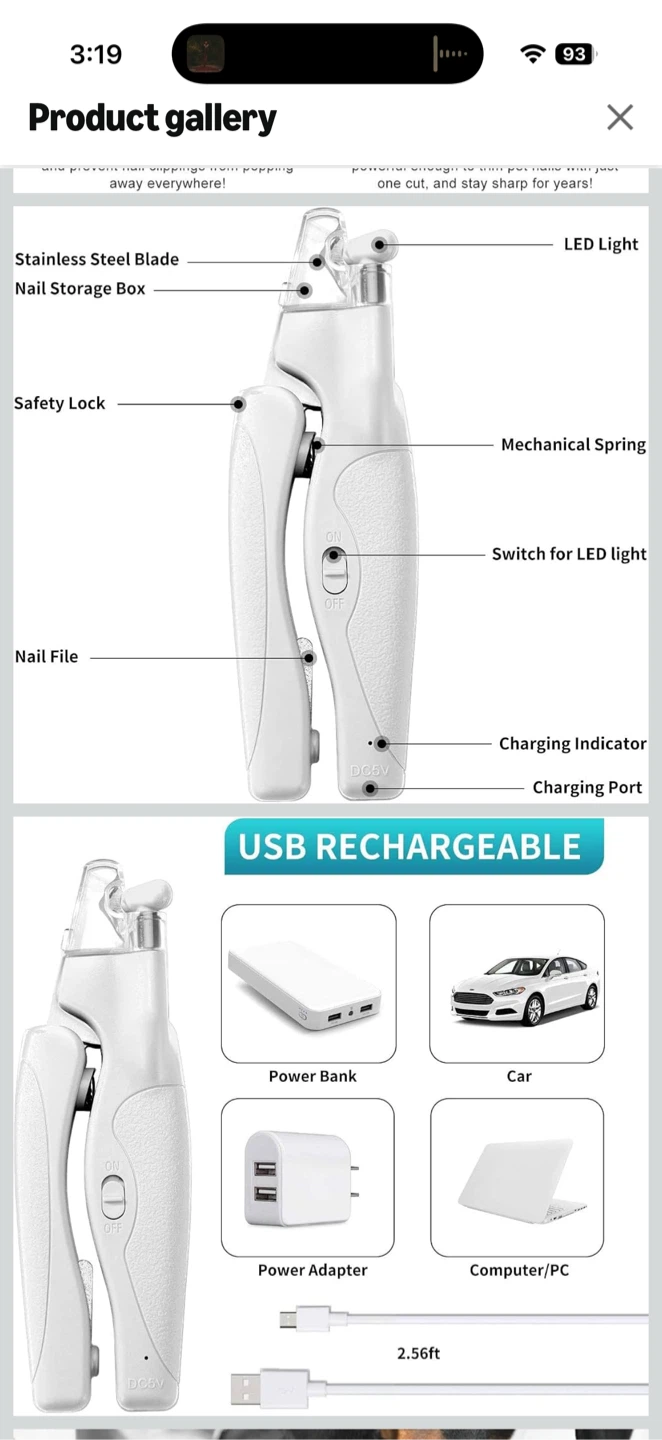 Pet Nail Clippers with LED Light NEW - photo 3