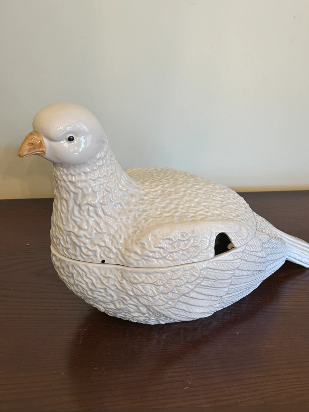 White Ceramic Duck Covered Dish