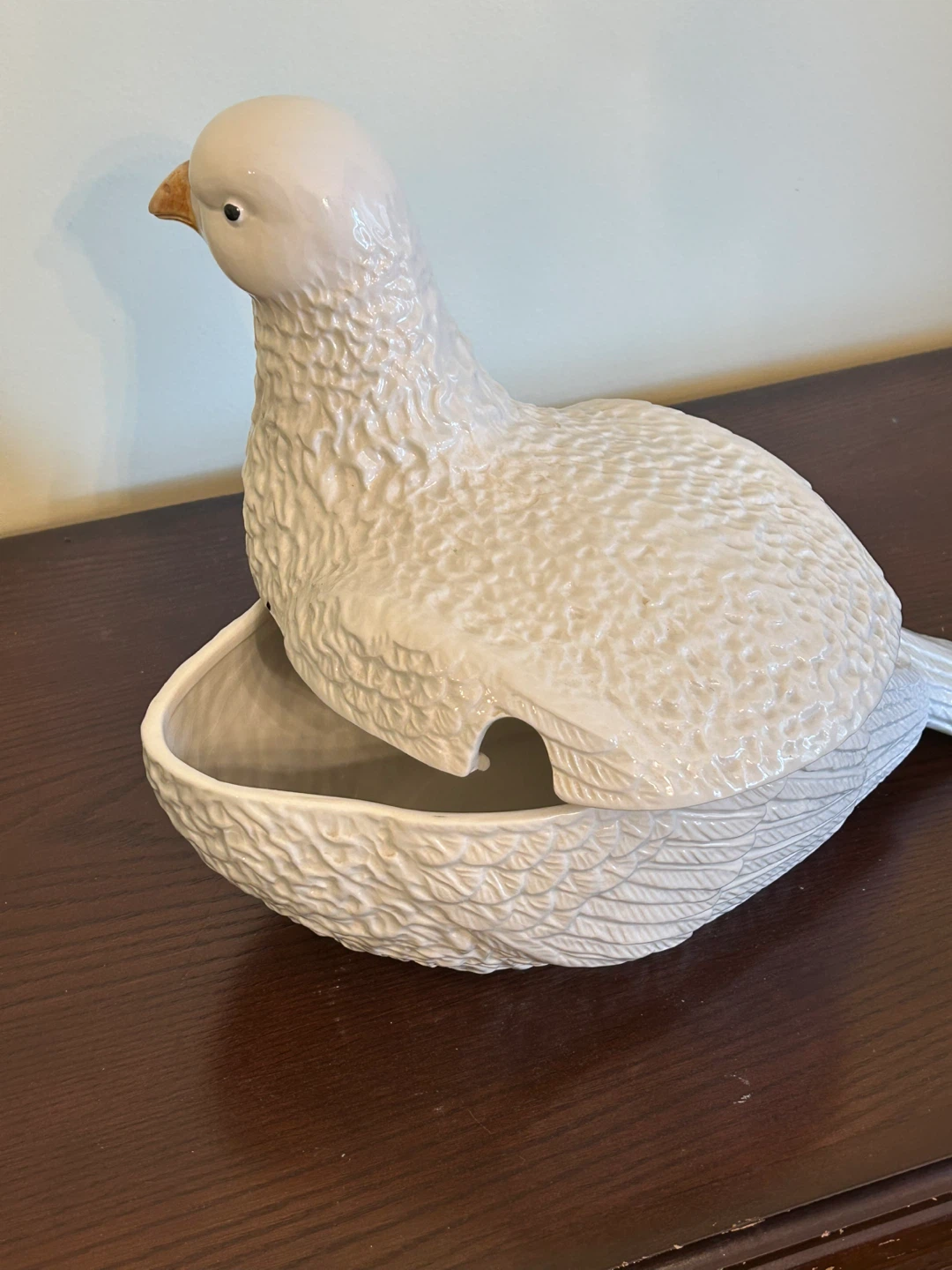 White Ceramic Duck Covered Dish - photo 2