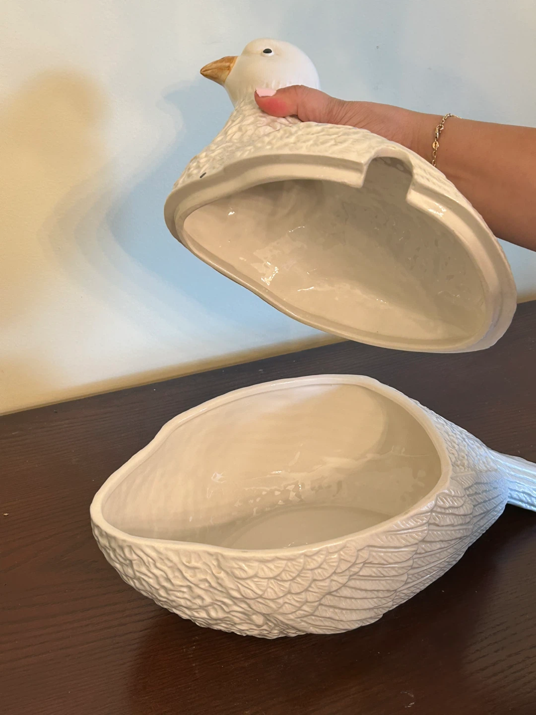 White Ceramic Duck Covered Dish - photo 3