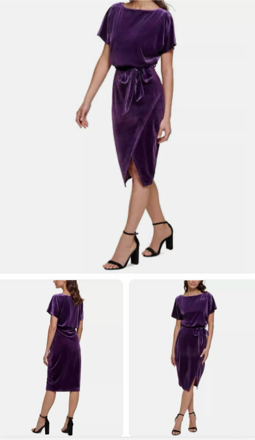 Kensie stretch velvet boatneck  Tie-waist. - photo 2