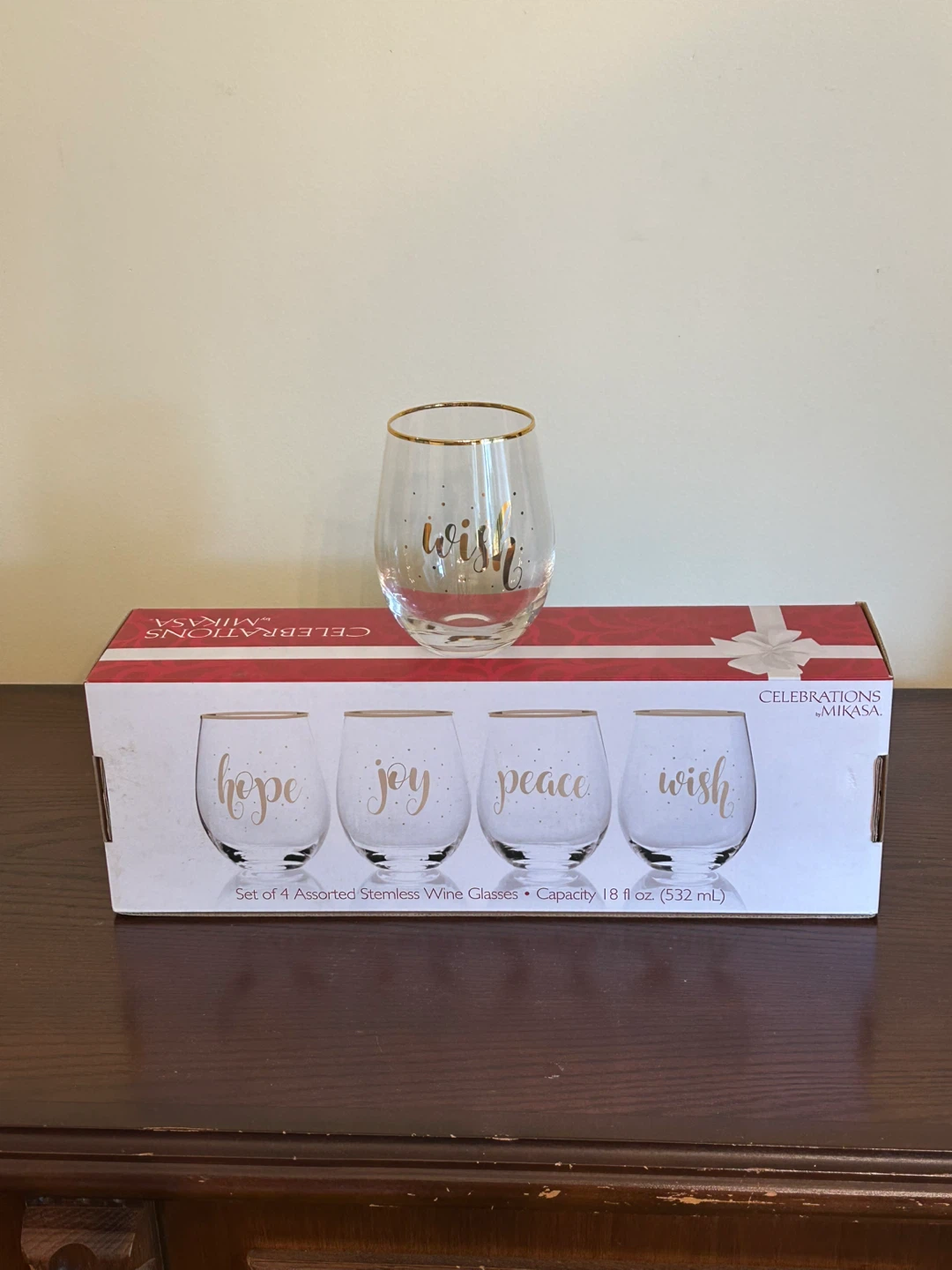 Mikasa Celebrations Set of 4 Stemless Wine Glasses