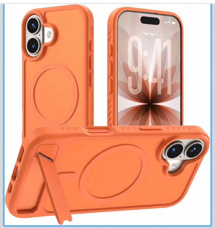 Orange Protective Phone Case with Stand