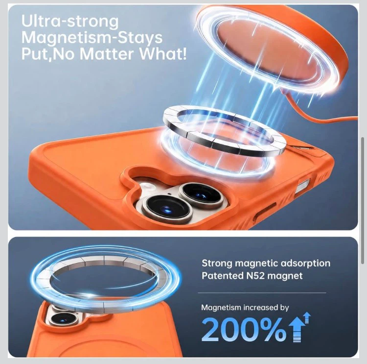 Orange Protective Phone Case with Stand - photo 3