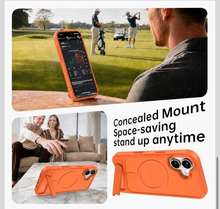 Orange Protective Phone Case with Stand - photo 5