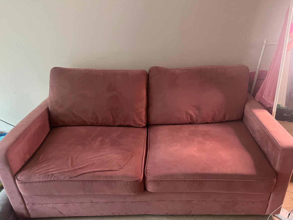 Pink Velvet Traditional Sofa Bed