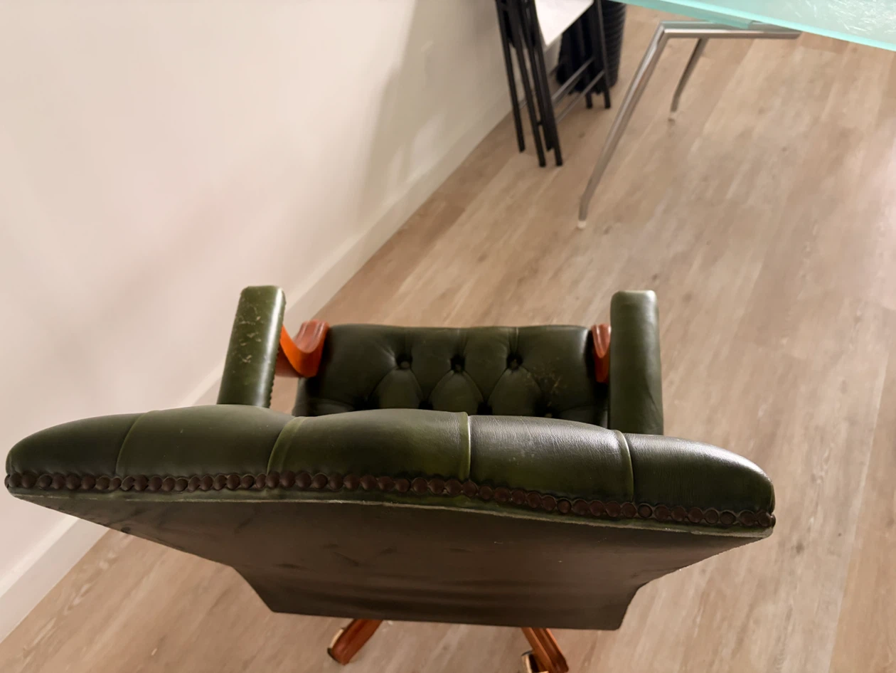 Vintage Green Leather Office Chair - photo 5