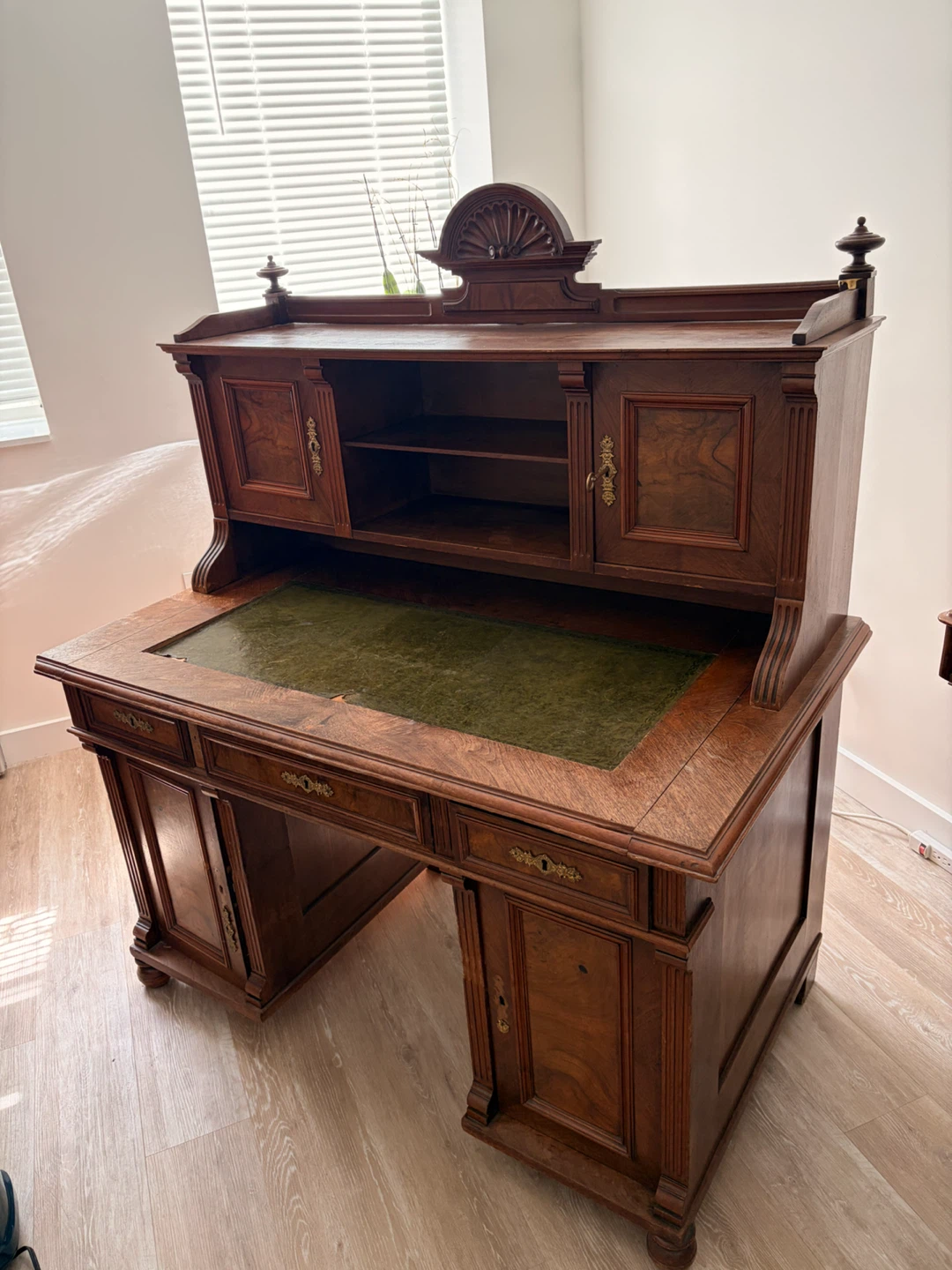 Antique Wooden Desk with Hutch - photo 2