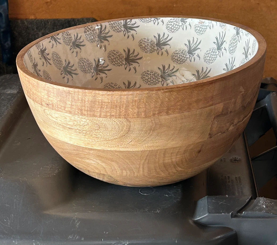 Handcrafted Wooden Bowl with Pineapple Design