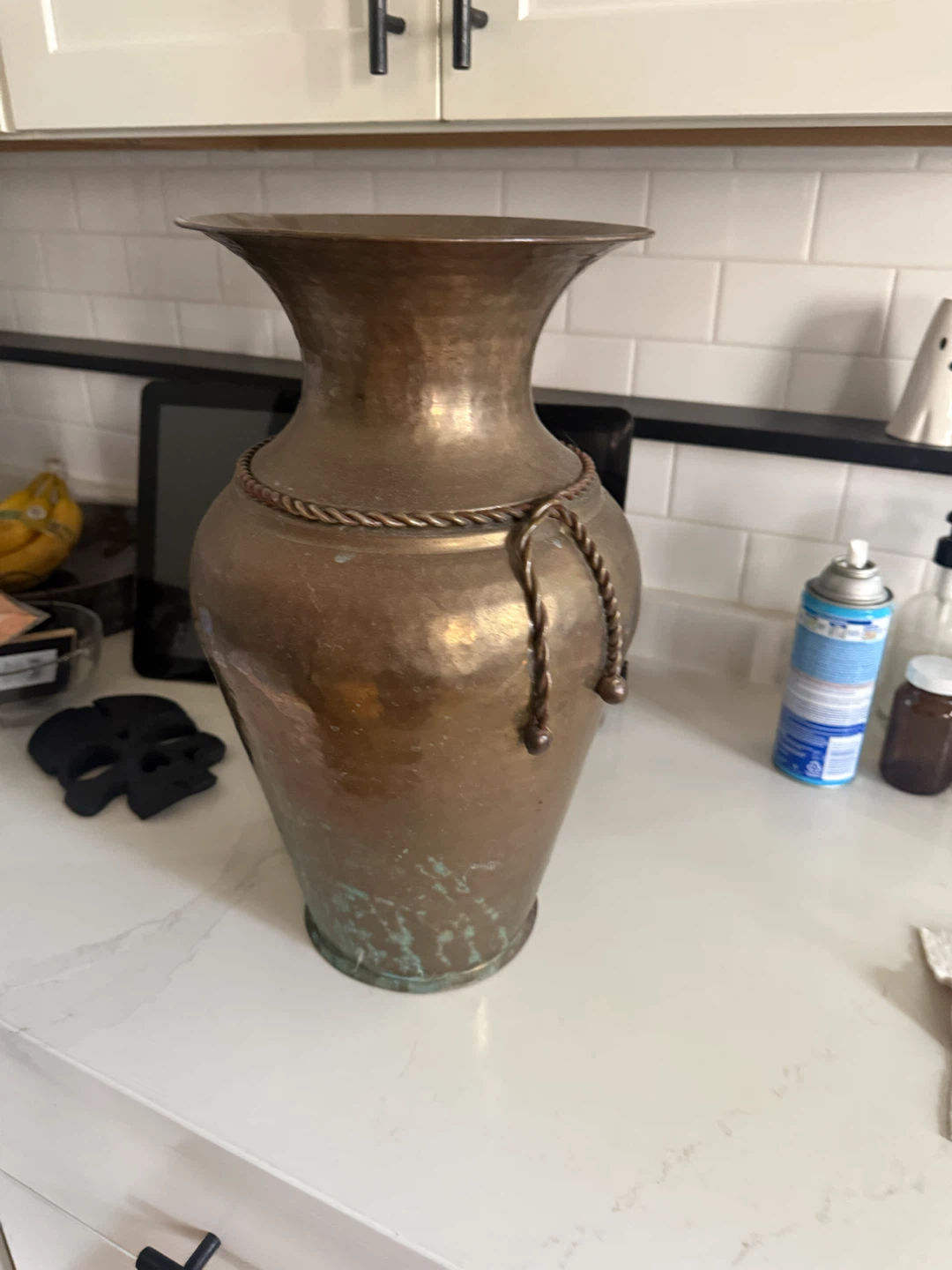 Vintage Hammered Brass Vase 16 Inch - photo 2