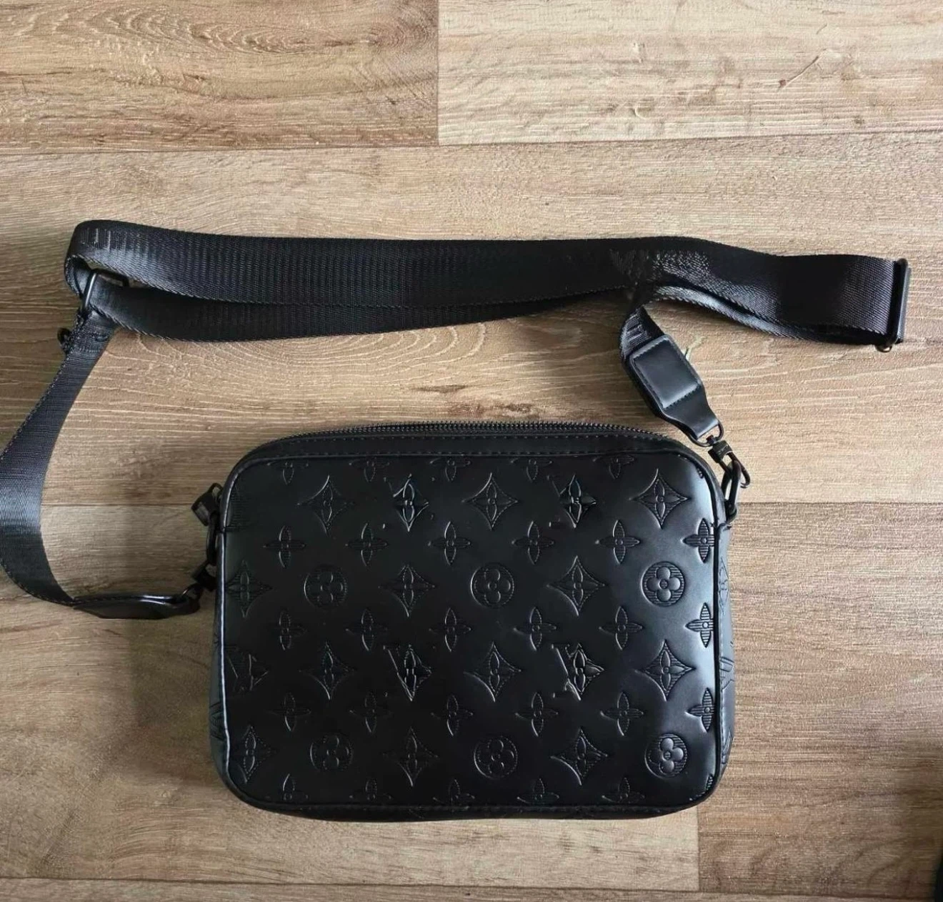 Black Embossed Crossbody Bag : - photo 2