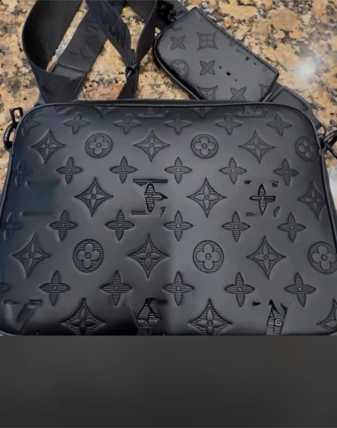 Black Embossed Crossbody Bag : - photo 3