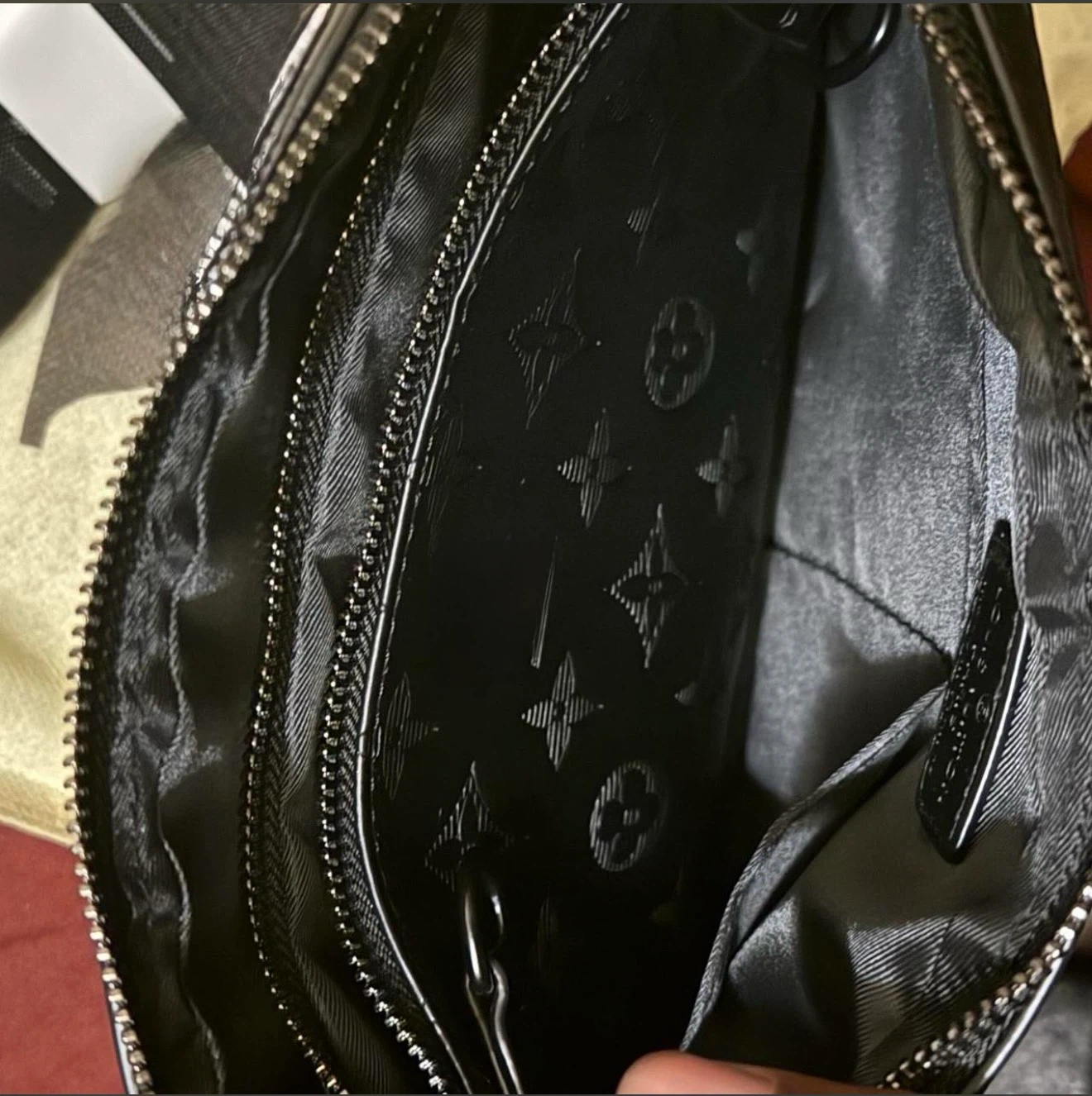 Black Embossed Crossbody Bag : - photo 4