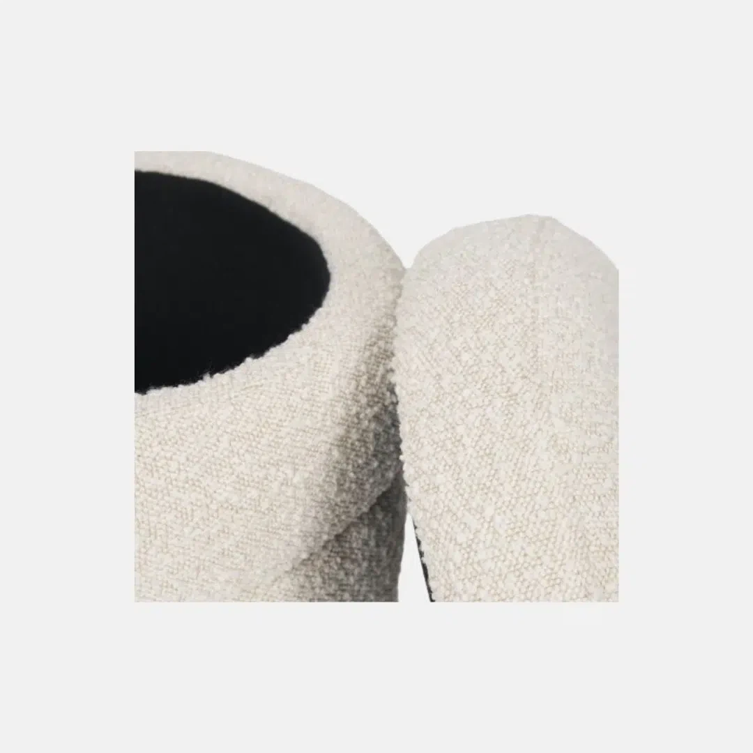 Cream boucle Round Storage Ottoman - photo 4