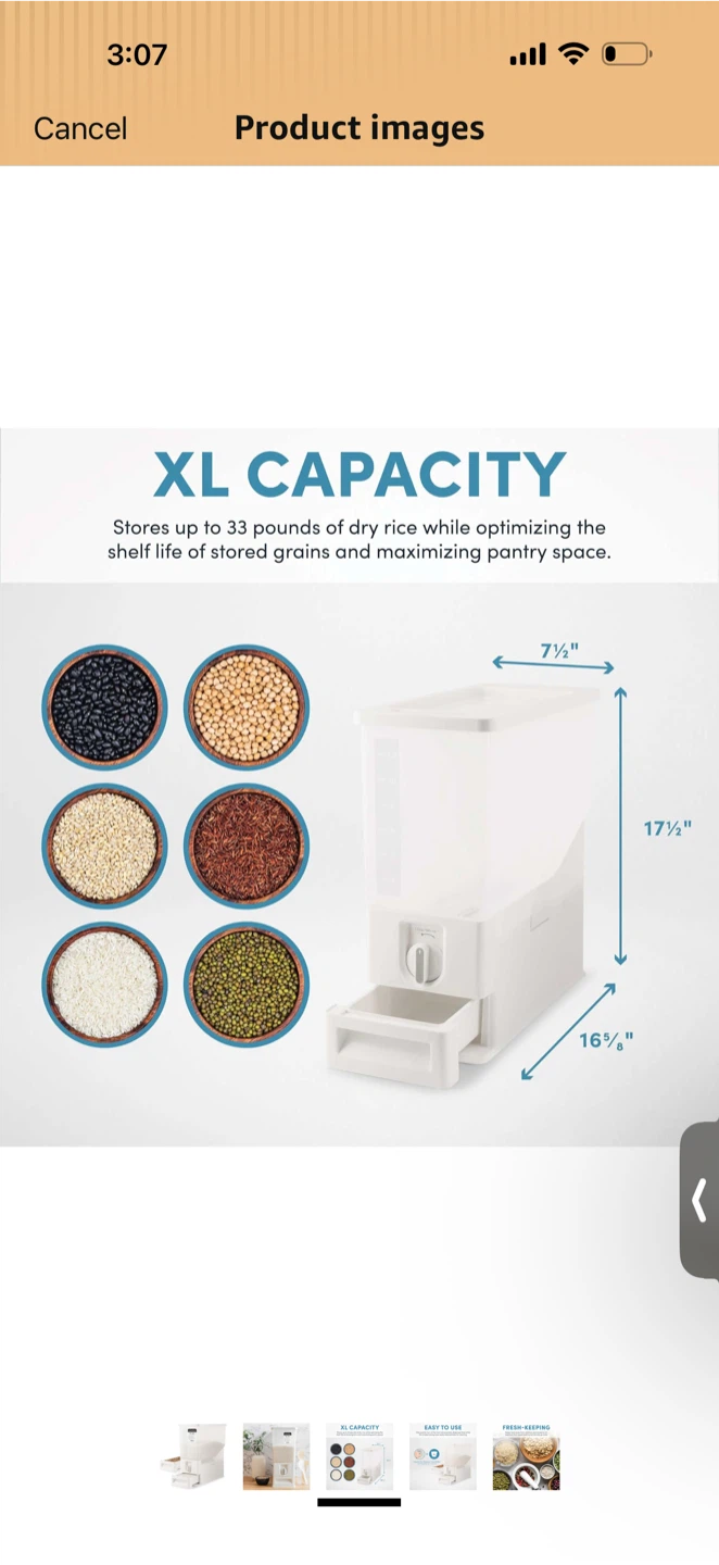 Aroma Housewares 33 lb Rice & Bean Dispenser - photo 2