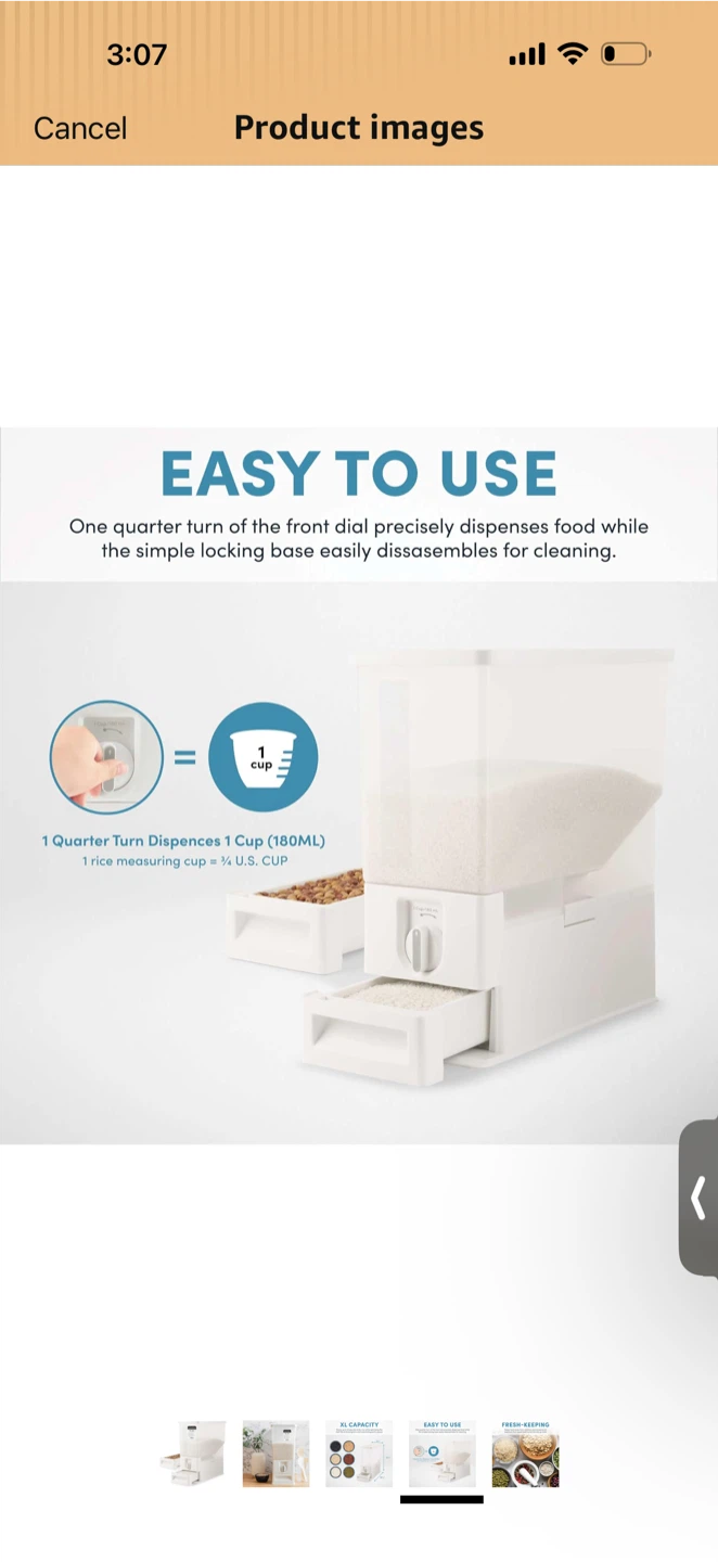 Aroma Housewares 33 lb Rice & Bean Dispenser - photo 3