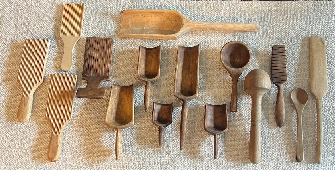 15pc Primitive Wooden Kitchen Utensil Lot