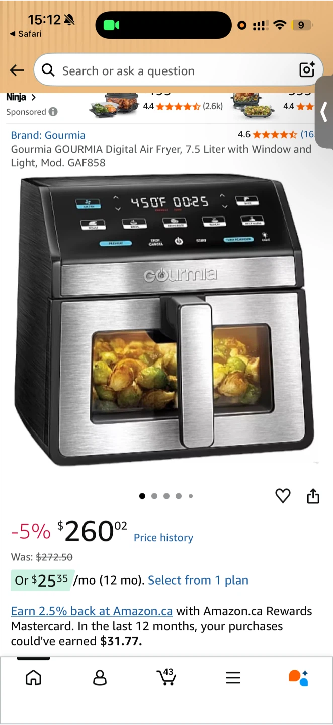 Gourmia Digital Air Fryer 7.5L