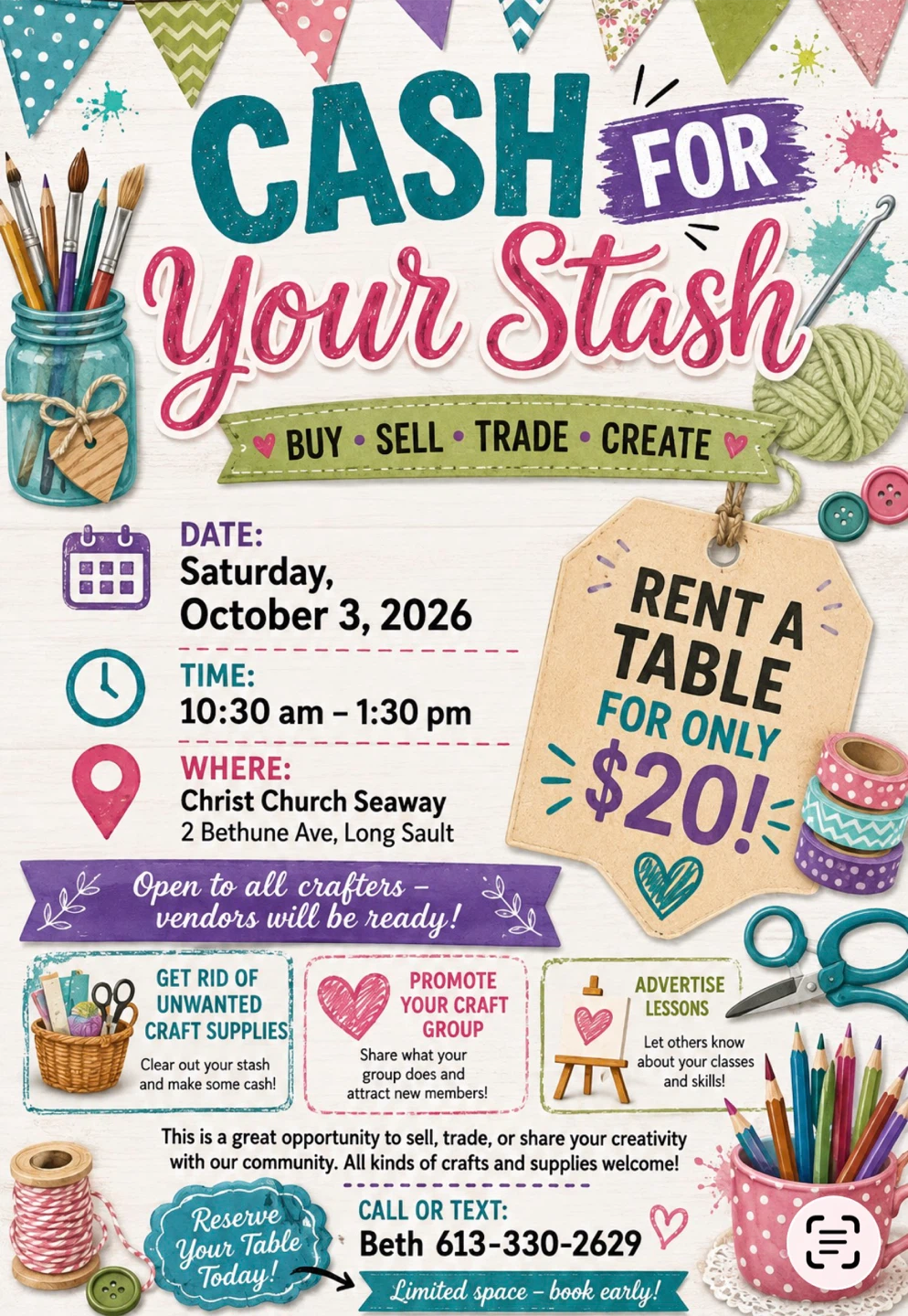 Cash for Your Stash Craft Fair Vendor Table Rental - photo 2