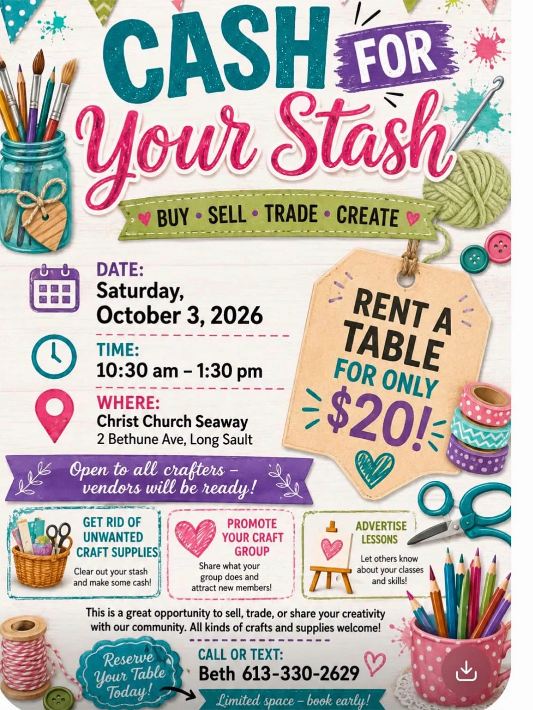Cash for Your Stash Craft Fair Vendor Table Rental - photo 3