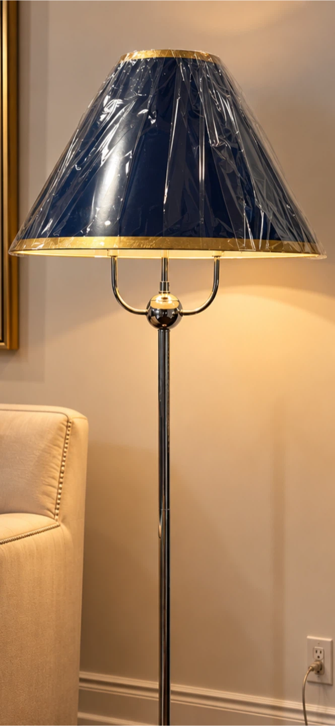 Polished Chrome Floor Lamp with Blue Shade - photo 2