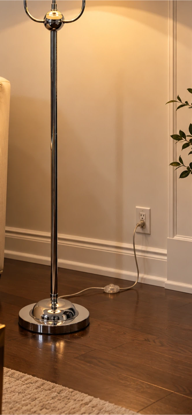Polished Chrome Floor Lamp with Blue Shade - photo 3