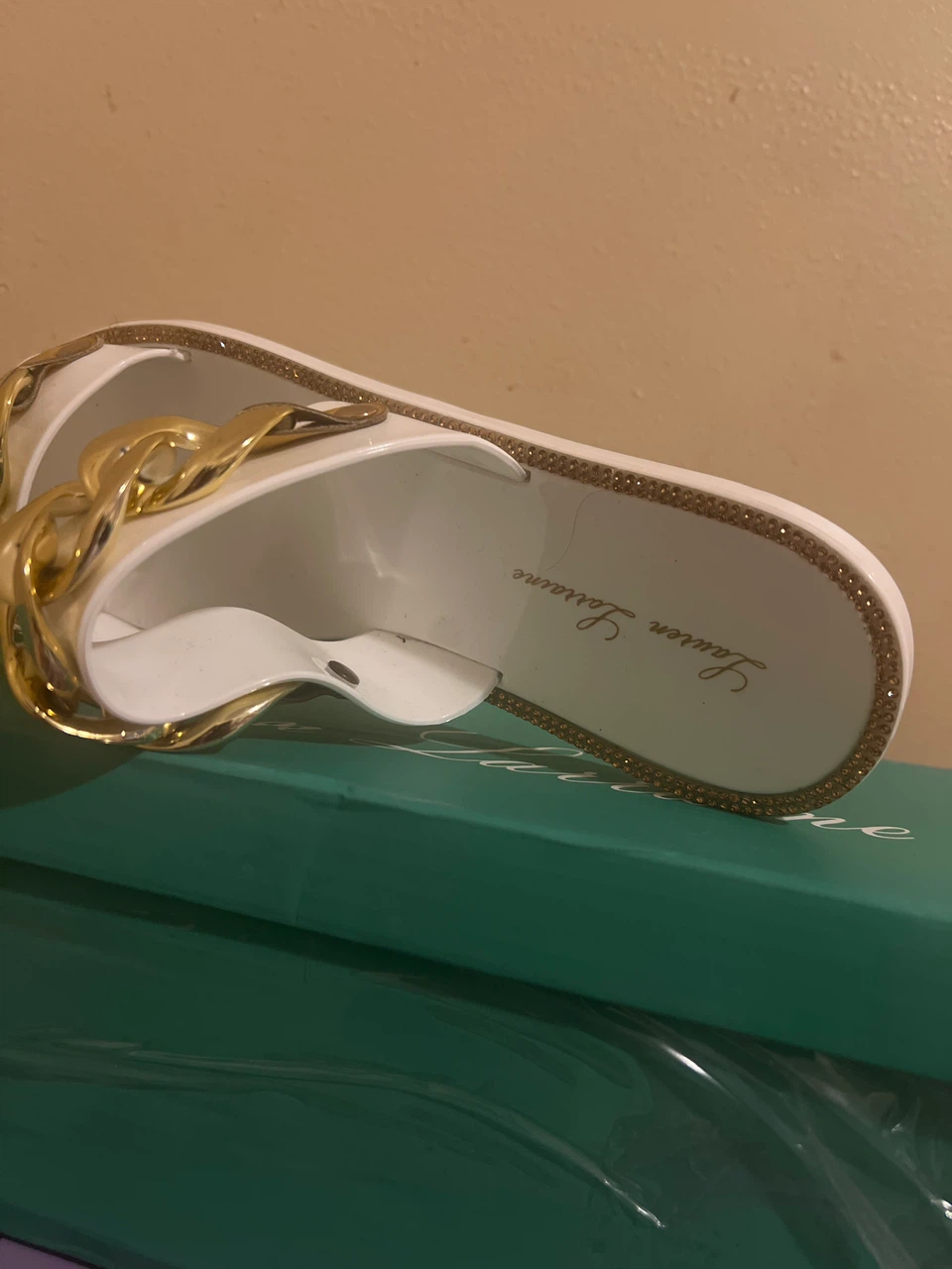 Lauren Lorraine White Chain Slides Sandals - photo 3