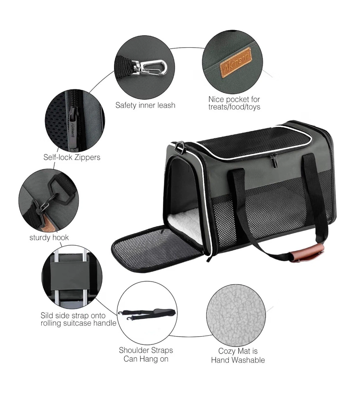 Akinerri Airline Approved Pet Carrier - Medium Brown