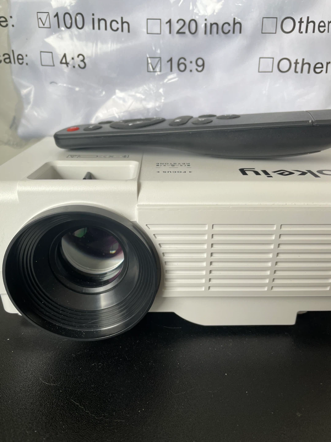 Femeiy LCD Projector with 100 Inch Projection Screen and Remote - photo 3