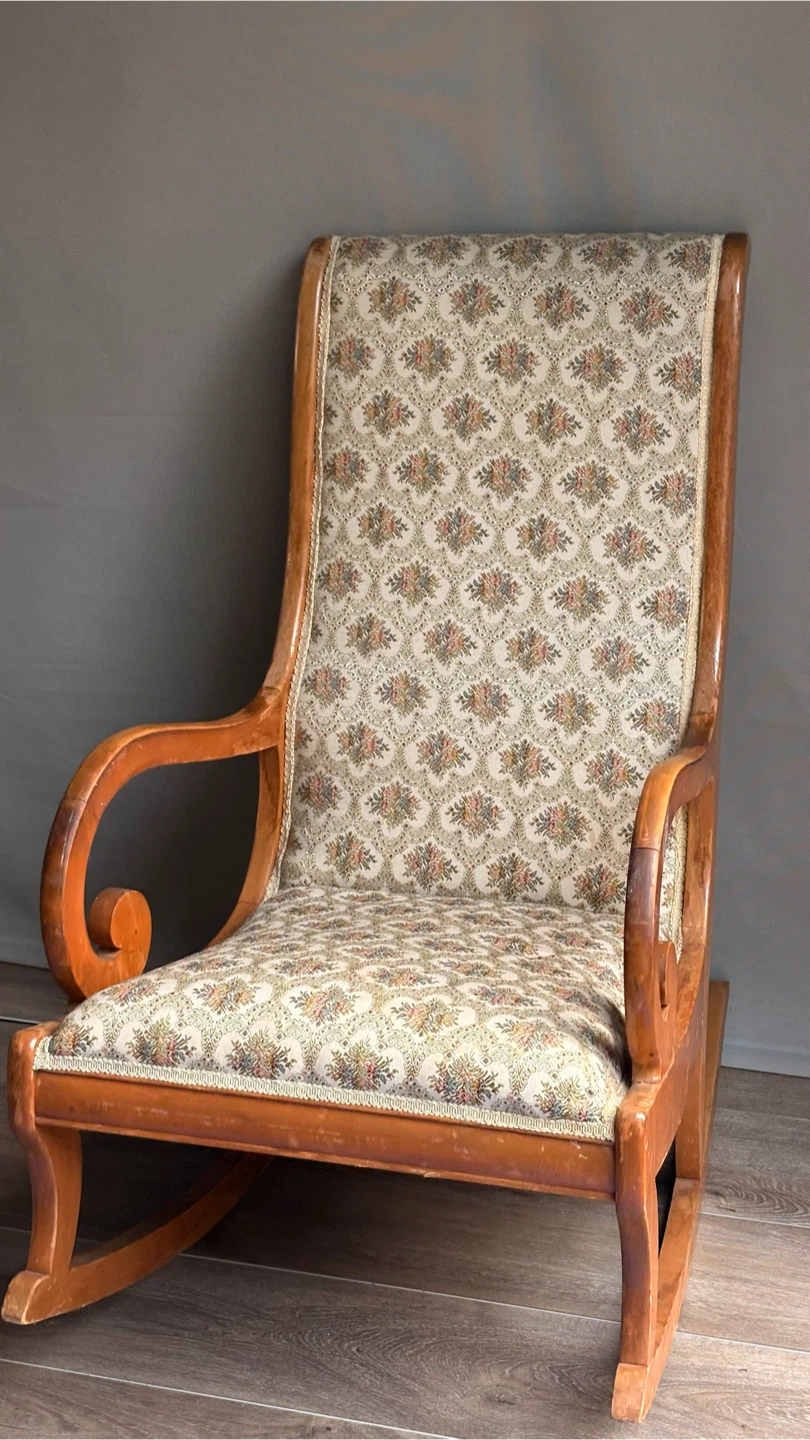 Vintage Floral Upholstered Rocking Chair