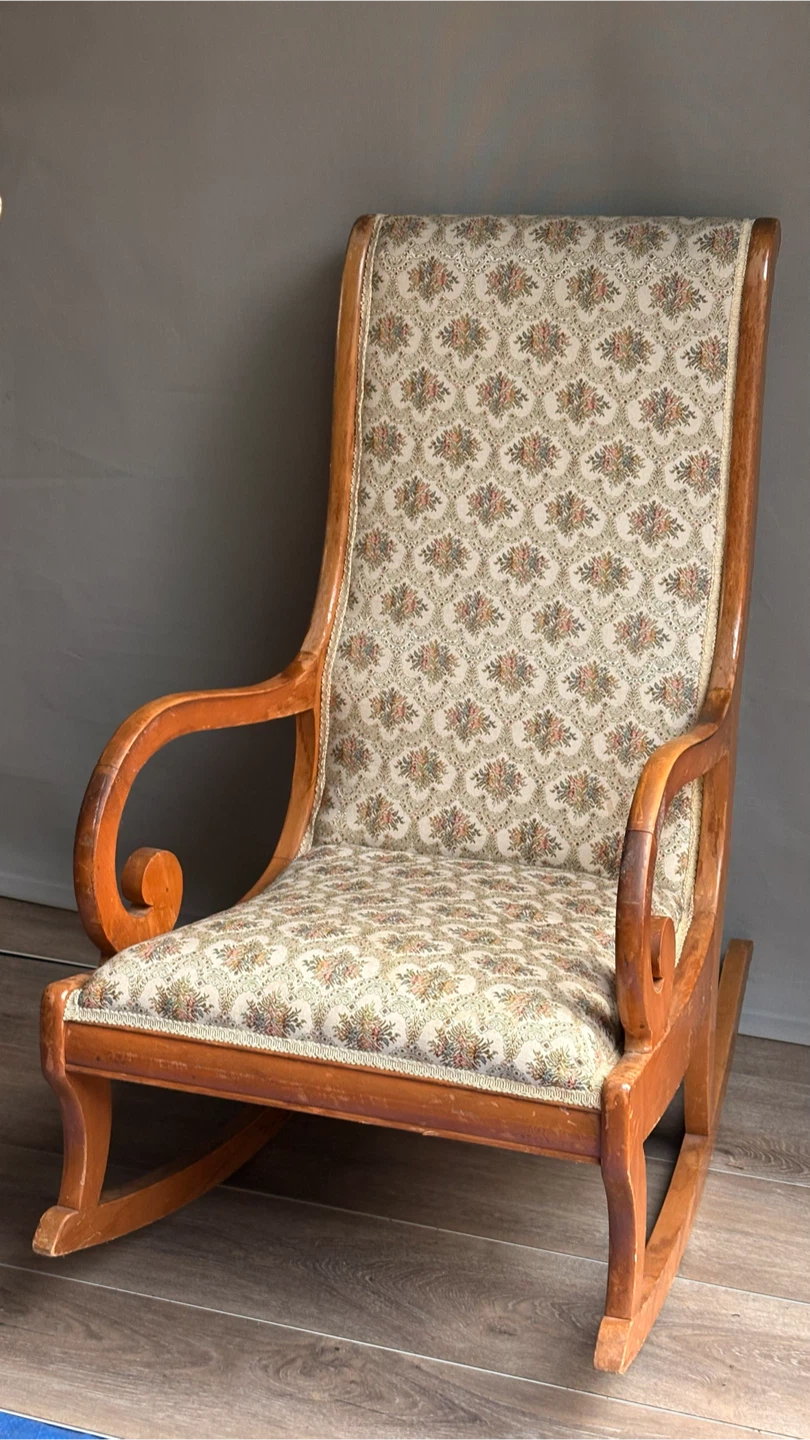 Vintage Floral Upholstered Rocking Chair - photo 2