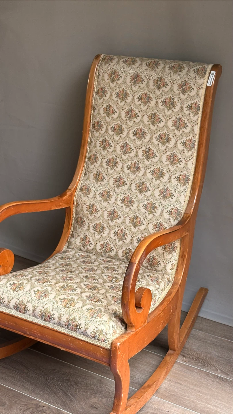 Vintage Floral Upholstered Rocking Chair - photo 3