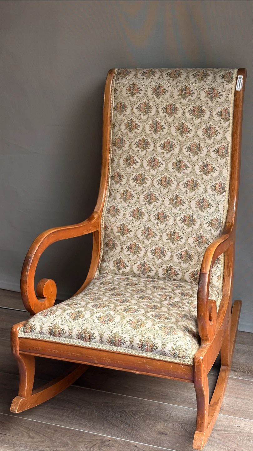 Vintage Floral Upholstered Rocking Chair - photo 4