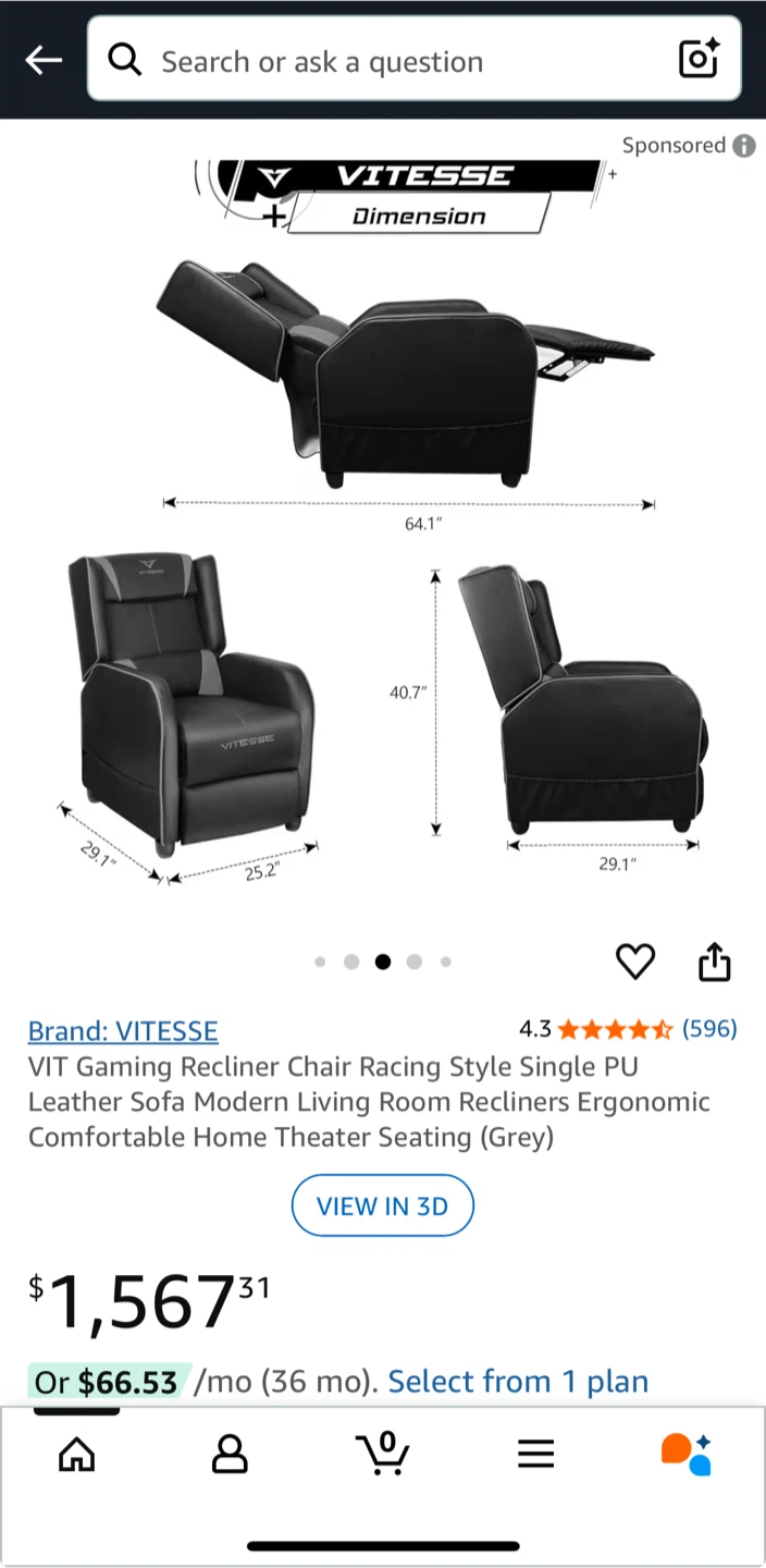 Vitesse Racing Style Gaming Recliner - photo 2