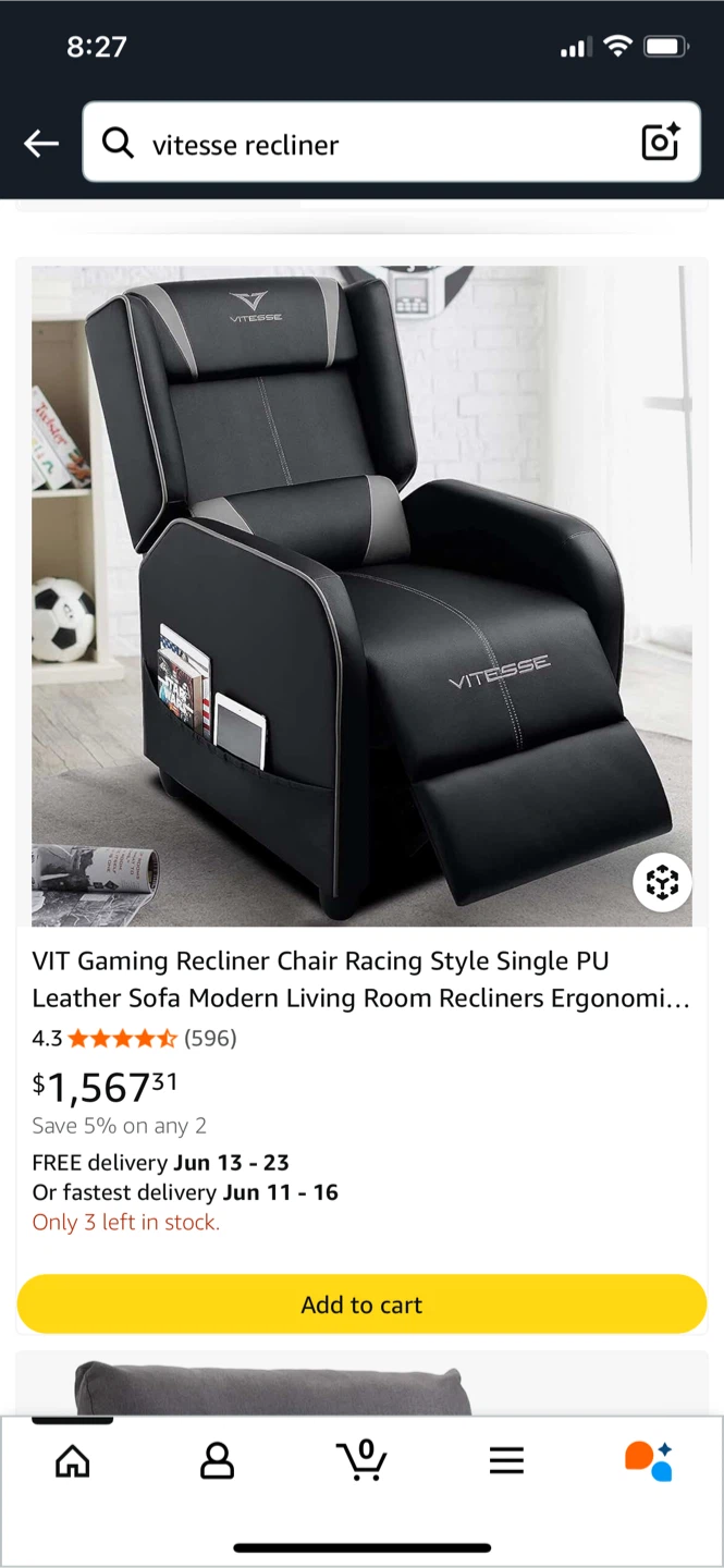 Vitesse Racing Style Gaming Recliner - photo 3