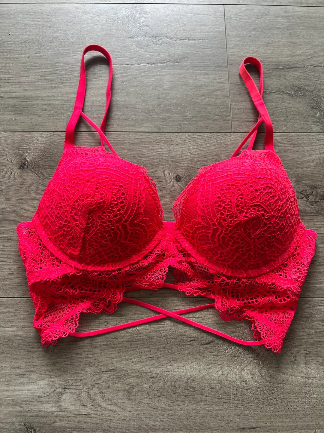 La Senza Hello Sugar Plunge Pink Hot Pink Lace Bralette