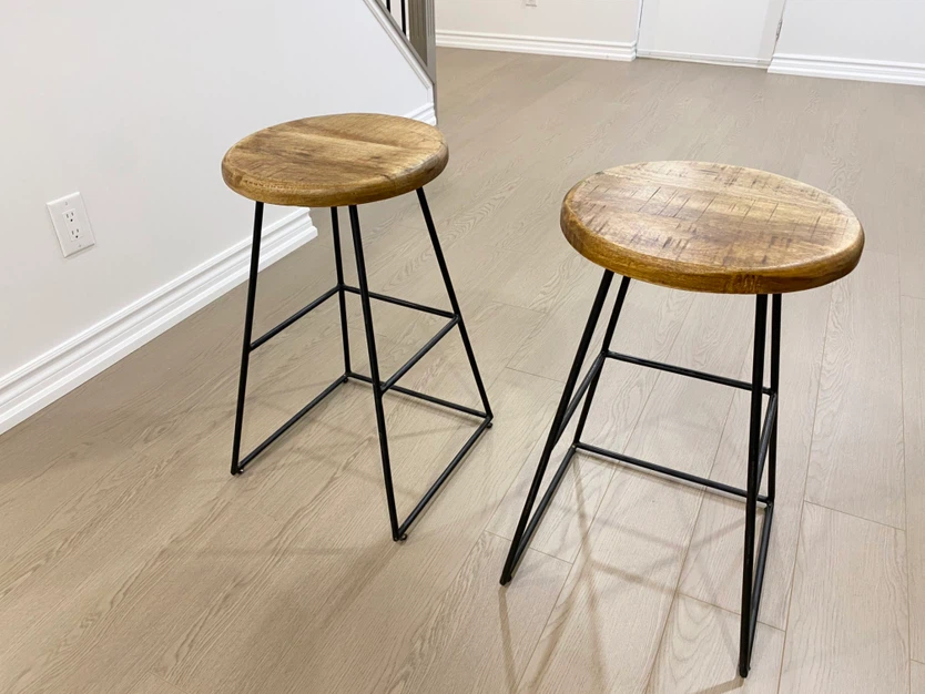 Set of 2 Solid Wood 25” Counter Stools Brown and Black - photo 2